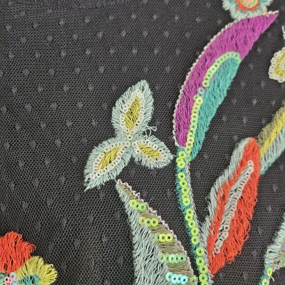 Guess Embroidered Top Sz L Whimsy Goth Fairy Grunge Flutter Sleeve Boxy Crop Top - Picture 9 of 11